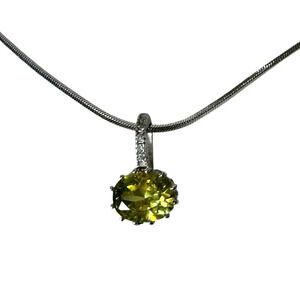 Cubic Zirconia / Faux Citrine Peridot Slide Pendant Serpentine Necklace Choker